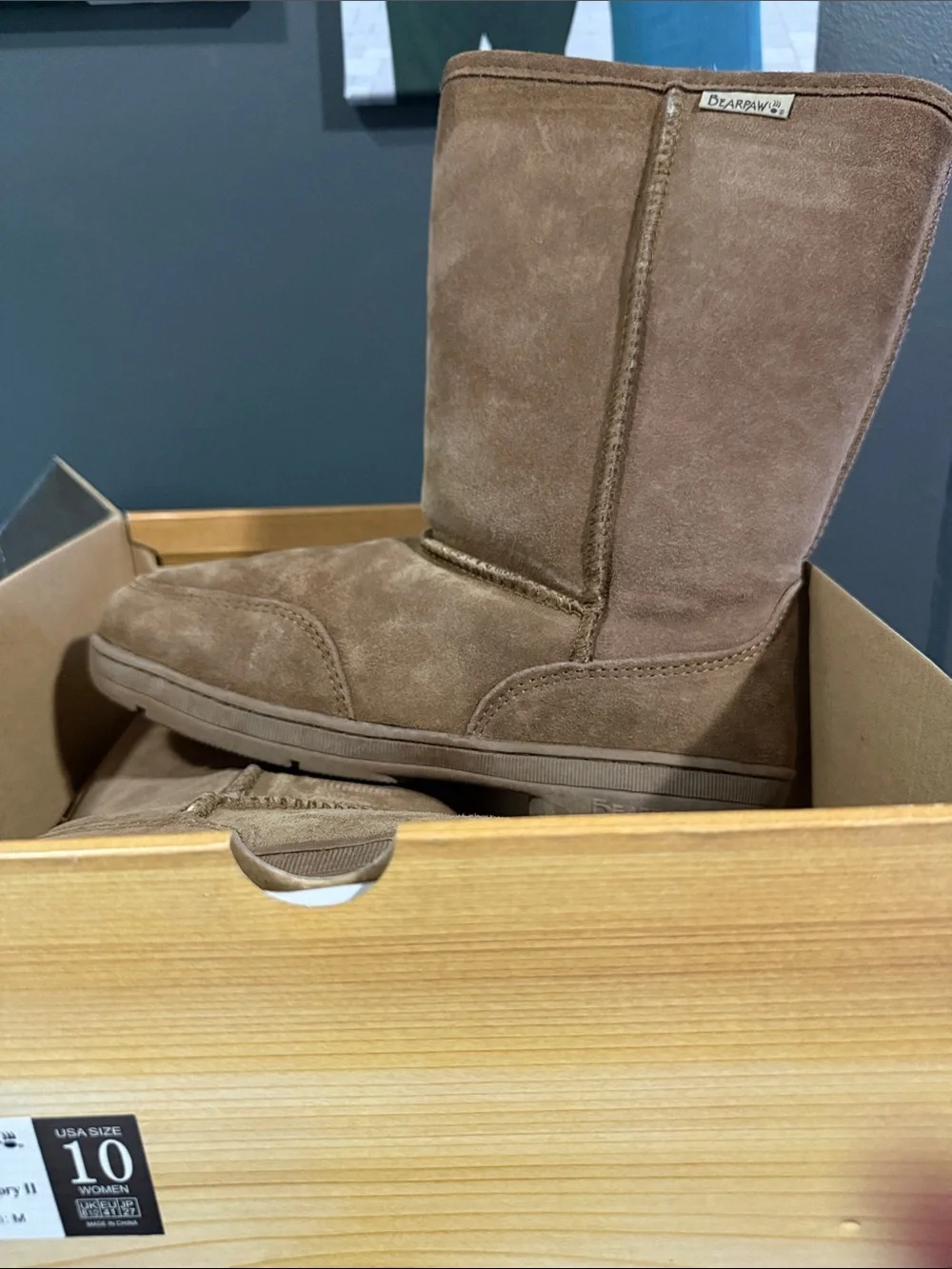 BearPaw Suede Mid-Calf Boot - Hickory Size 10